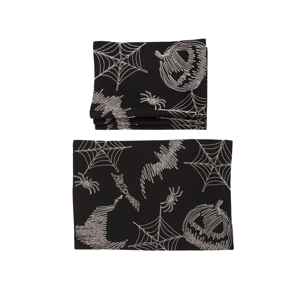 Happy Halloween Double layer 16-Inch Placemats, Set of 4, Black