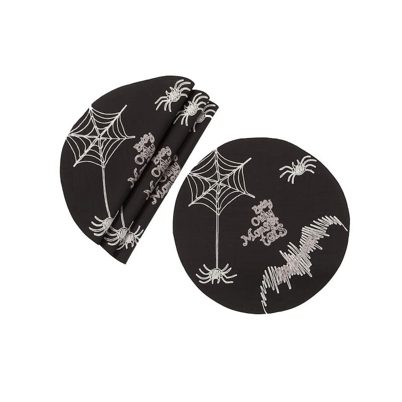 Happy Halloween Double layer 16-Inch Placemats, Set of 4, Black