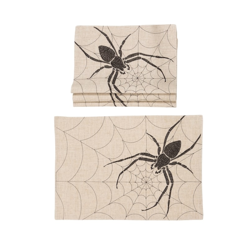 Halloween Creepy Spiders Double layer 16-Inch Placemats, Set of 4, Natural - 16"x16"