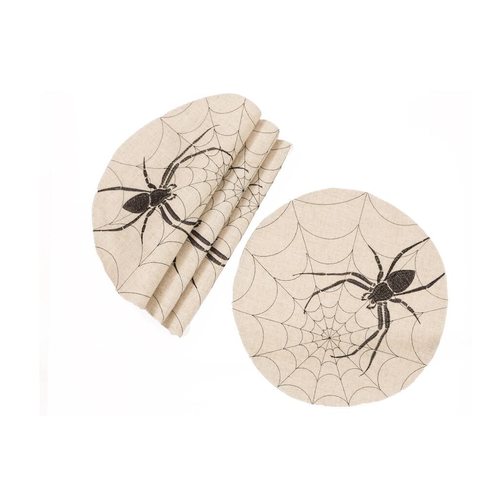 Halloween Creepy Spiders Double layer 16-Inch Placemats, Set of 4, Natural