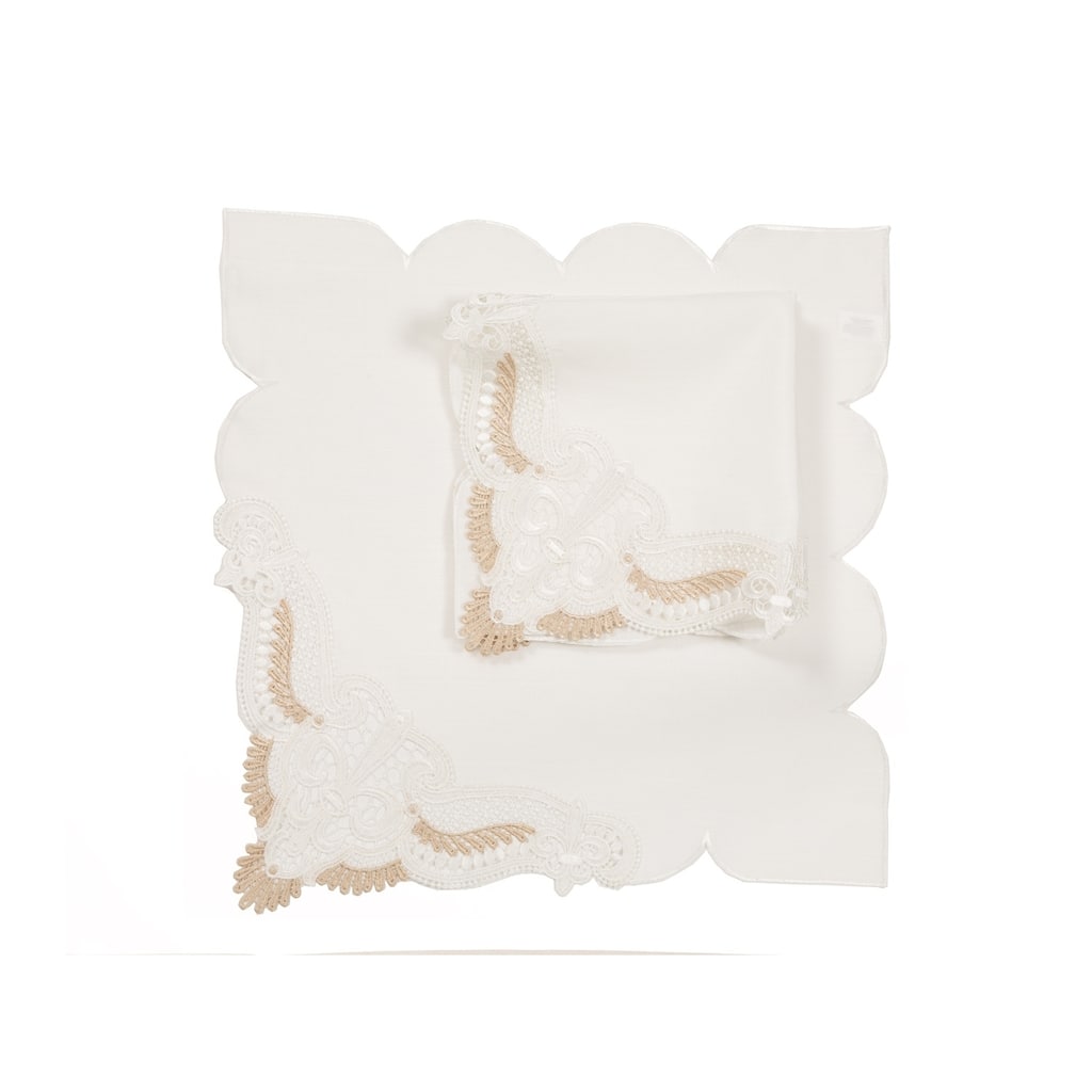 Anais Elegant Lace Embroidered Cutwork 20 by 20-Inch Napkins, Set of 4