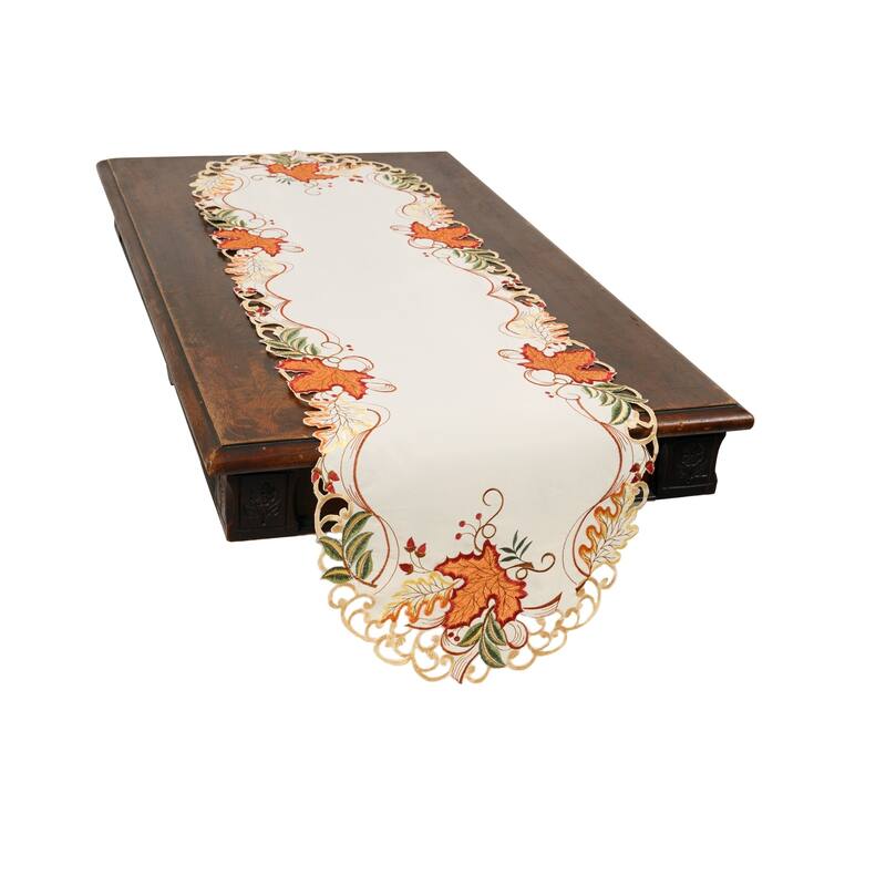 Falling Leaves Embroidered Cutwork 15 by 34-InchTable Runner