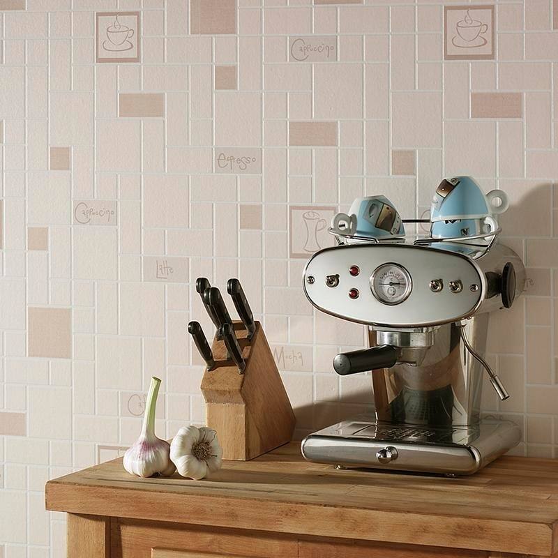 Cafe Culture Beige Wallpaper