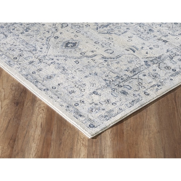 Troy Vintage Medallion Distressed Ivory Blue Farmhouse Indoor Rug On Sale Overstock 23040681