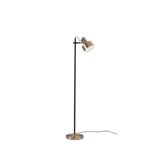 Adesso Clayton Matte Black and Antique Brass 3-Light Floor Lamp