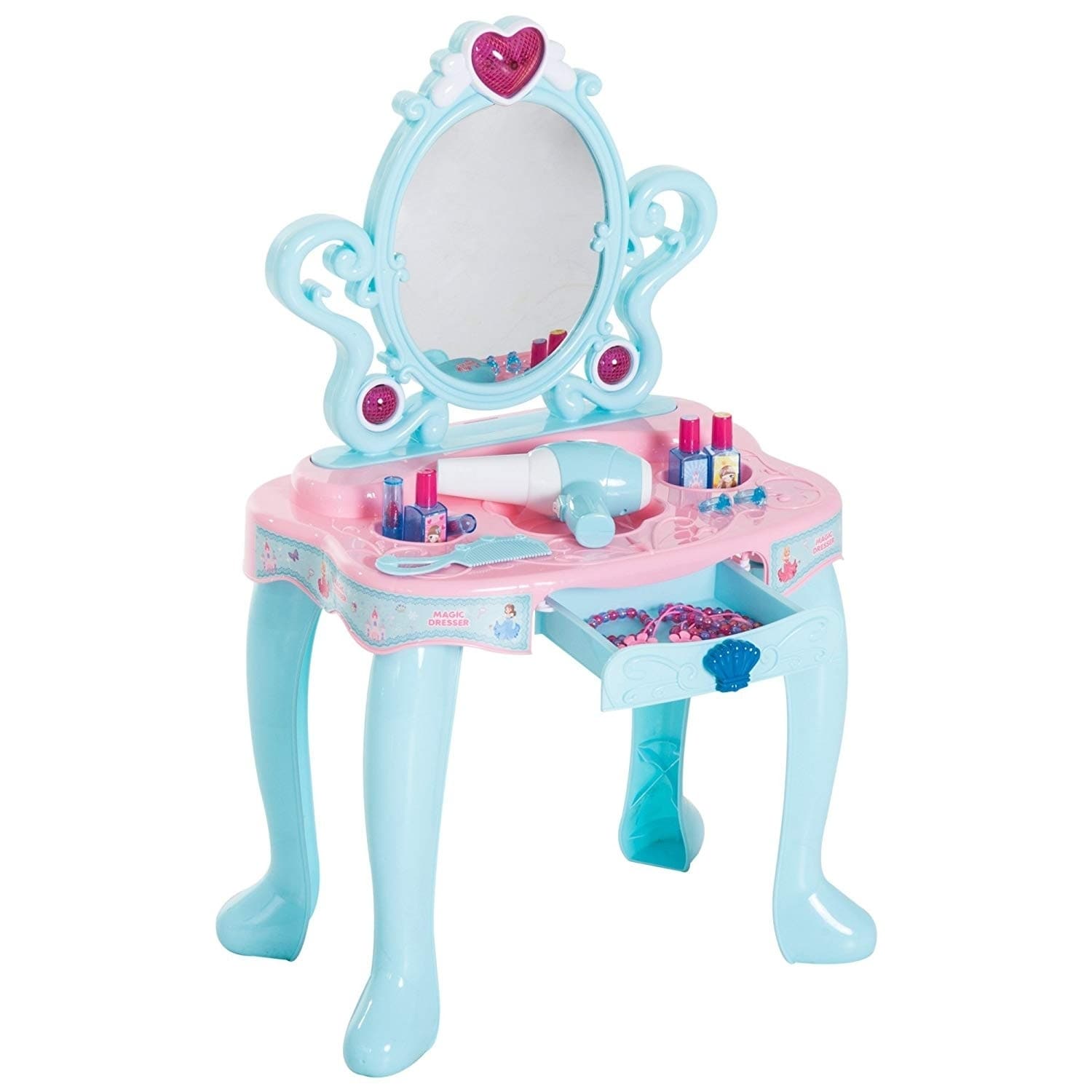 Shop Qaba Kids Fashion Pretend Play Set Princess Vanity Table With Lights