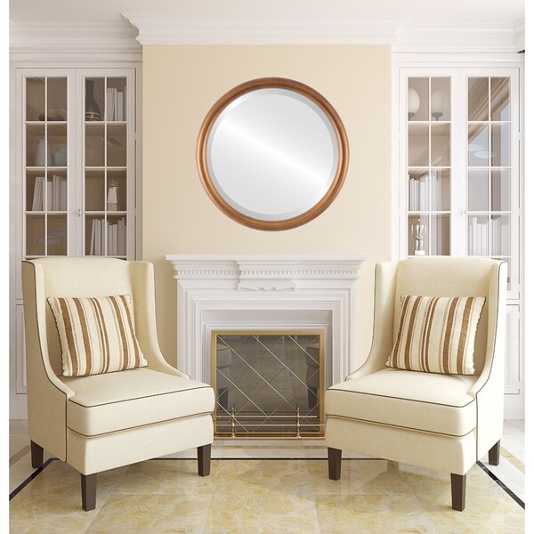 Pasadena Framed Round Mirror in Sunset Gold