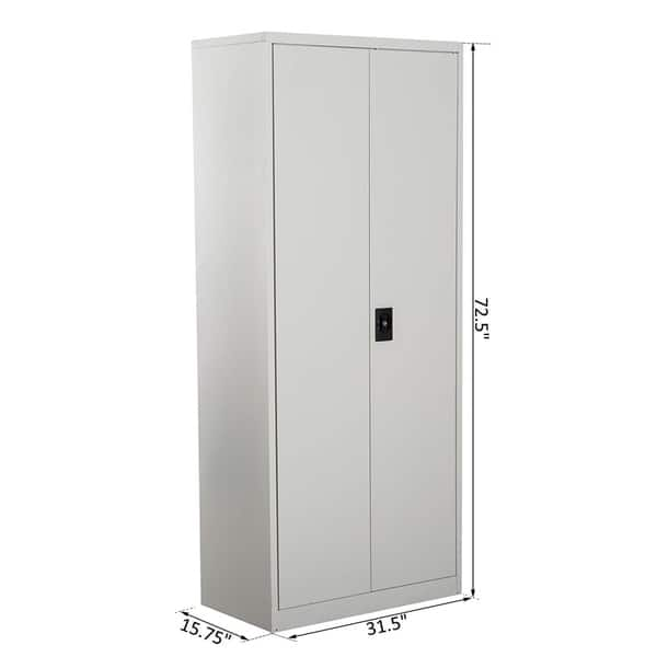 Shop Vinsetto 72 Tall Commercial Utility Steel Storage Cabinet With 4 Adjustable Shelves Lock Cream White Overstock 23040841