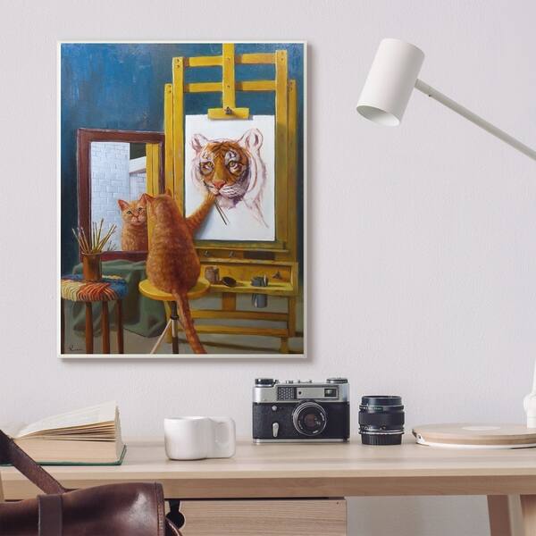 The Stupell Home Decor Collection Cat Confidence Self Portrait As A Tiger Funny Painting Canvas 16 X 1 5 X 20 Made In The Usa Overstock 23041093