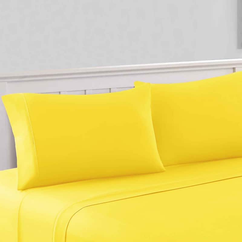 Modern Threads 1800 Series 100 GSM 4-Piece Solid Microfiber Bed Sheet Set - Yellow - California King
