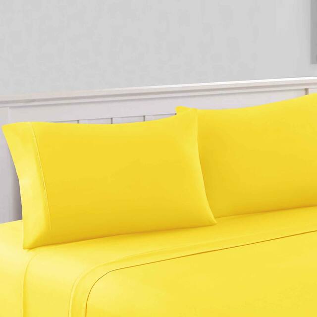 Modern Threads 1800 Series 100 GSM 4-Piece Solid Microfiber Bed Sheet Set - Yellow - California King