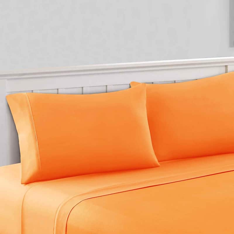 Modern Threads 1800 Series 100 GSM 4-Piece Solid Microfiber Bed Sheet Set - Orange - California King