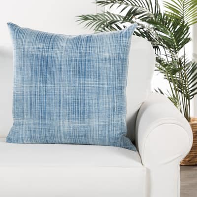 Tonquin Handmade Solid Blue/ White Poly Throw Pillow