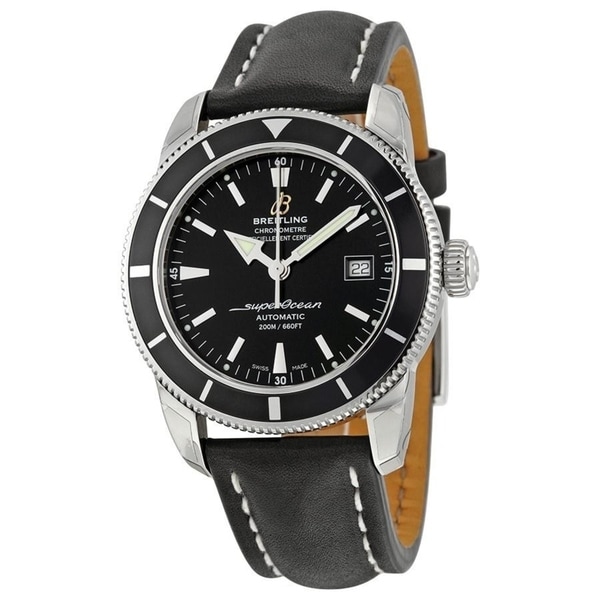 Breitling Men's A1732124-BA61-435X 'Superocean Heritage 42' Automatic Black Leather Watch. Opens flyout.