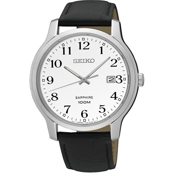 seiko black leather strap