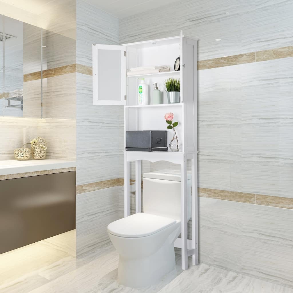 Kinbor Bathroom Storage Cabinet, Over-The-Toilet Bathroom Space Saver with Adjustable Shelves