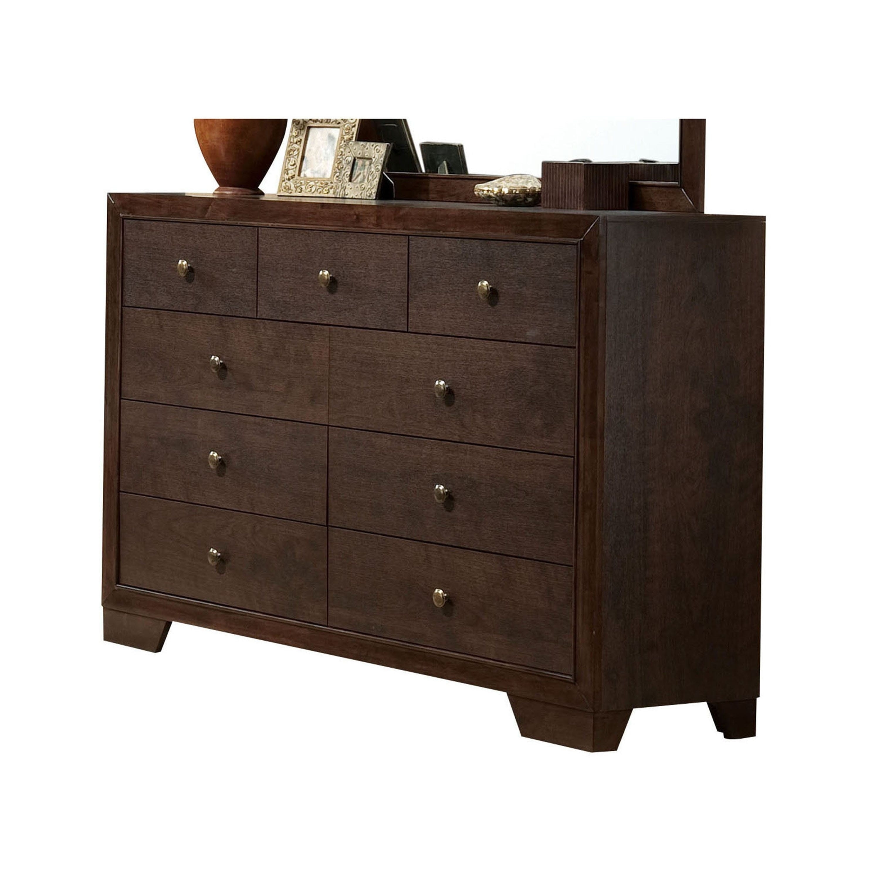 Shop Contemporary Style Wooden Dresser With 9 Drawers Espresso