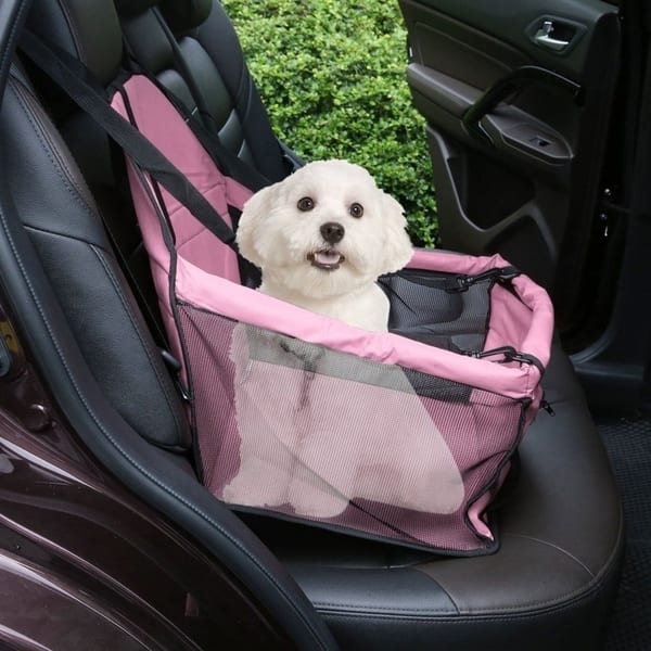 Shop Portable Dog Car Seat Belt Booster Oxford Travel Bags Folding Pet Car Carrier Pink Overstock 23045438