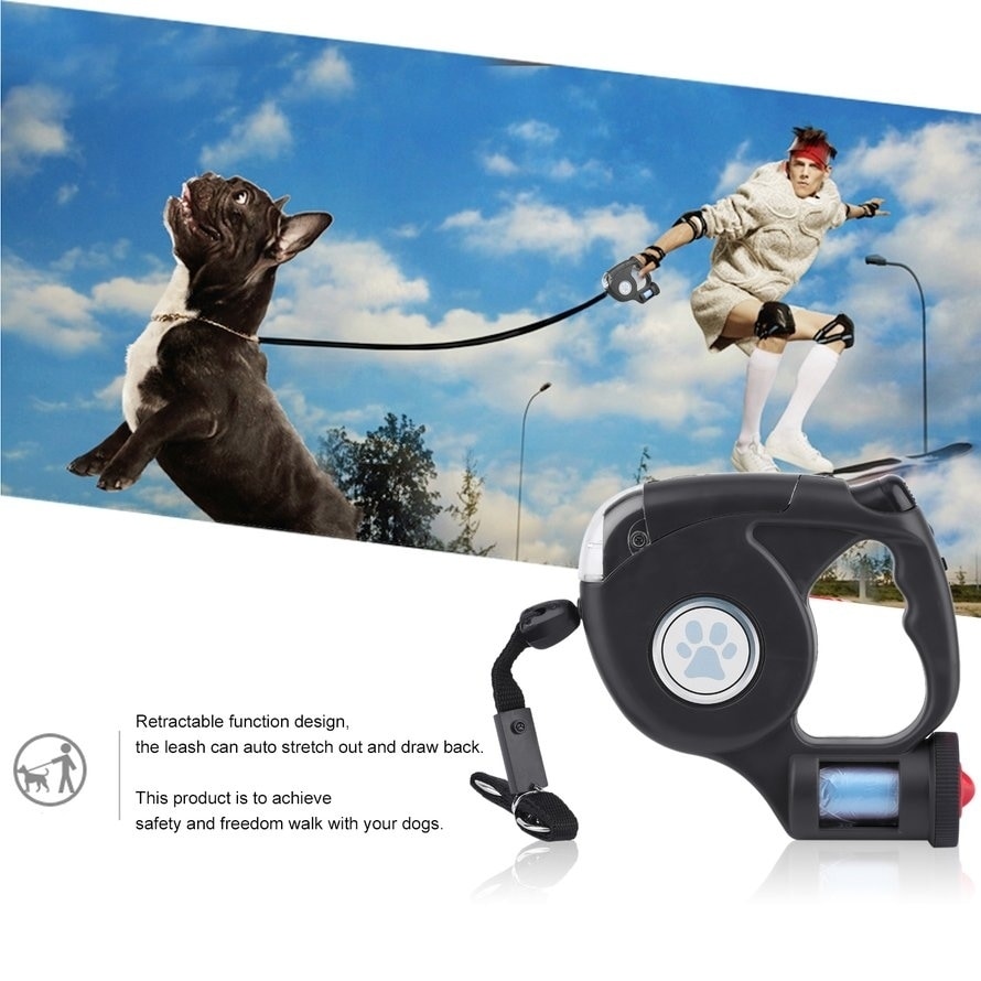retractable dog leash with light and bags