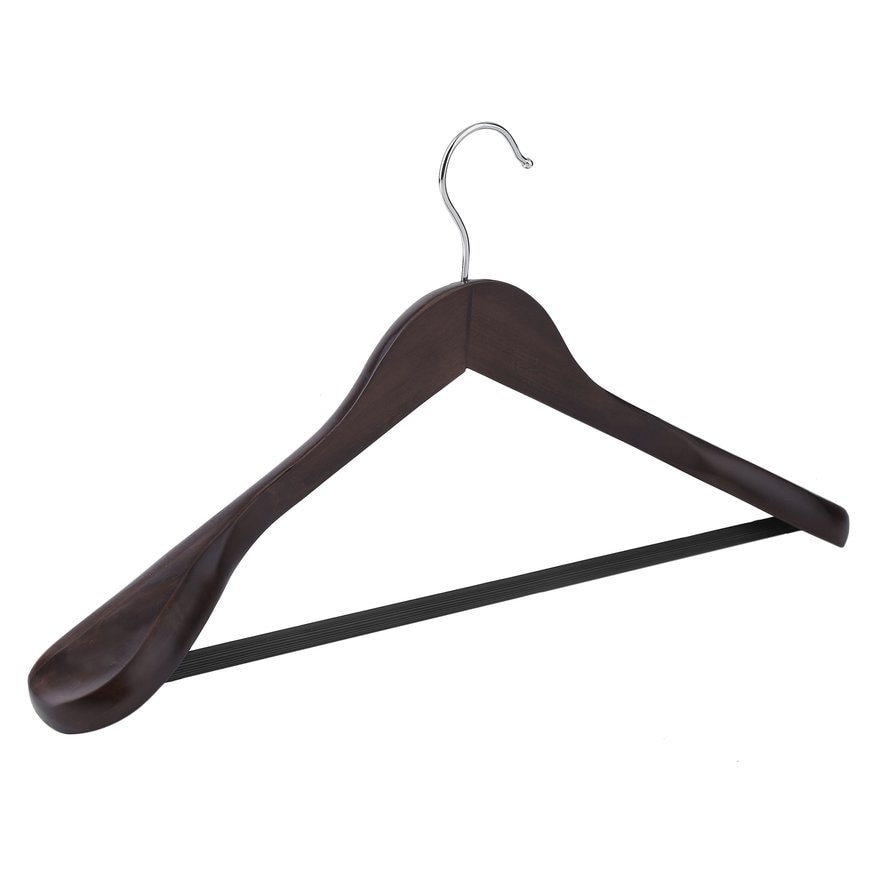 Matte Black Wooden Suit Hanger – With Broad Shoulders
