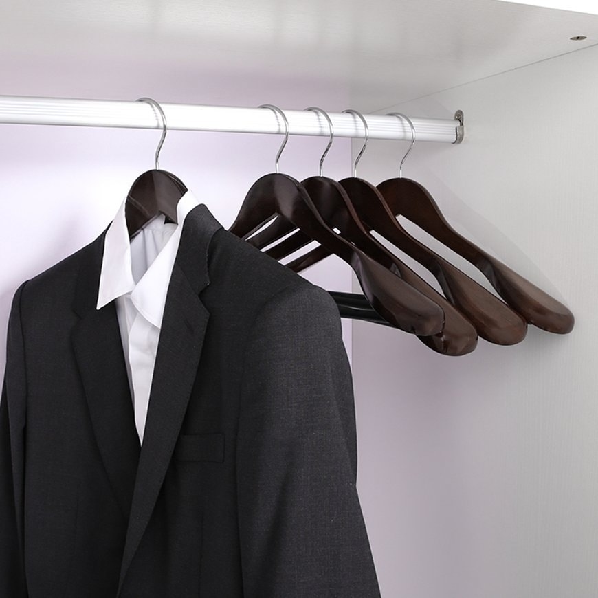 10x Matte Black Wooden Suit Hangers Extra Wide Shoulder Heavy Clothes Hanger
