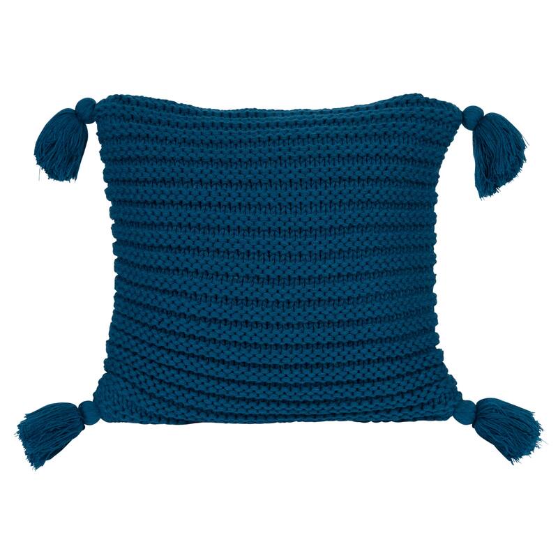 Kate and Laurel Tassey Large Knit Pillow Cover with Tassels