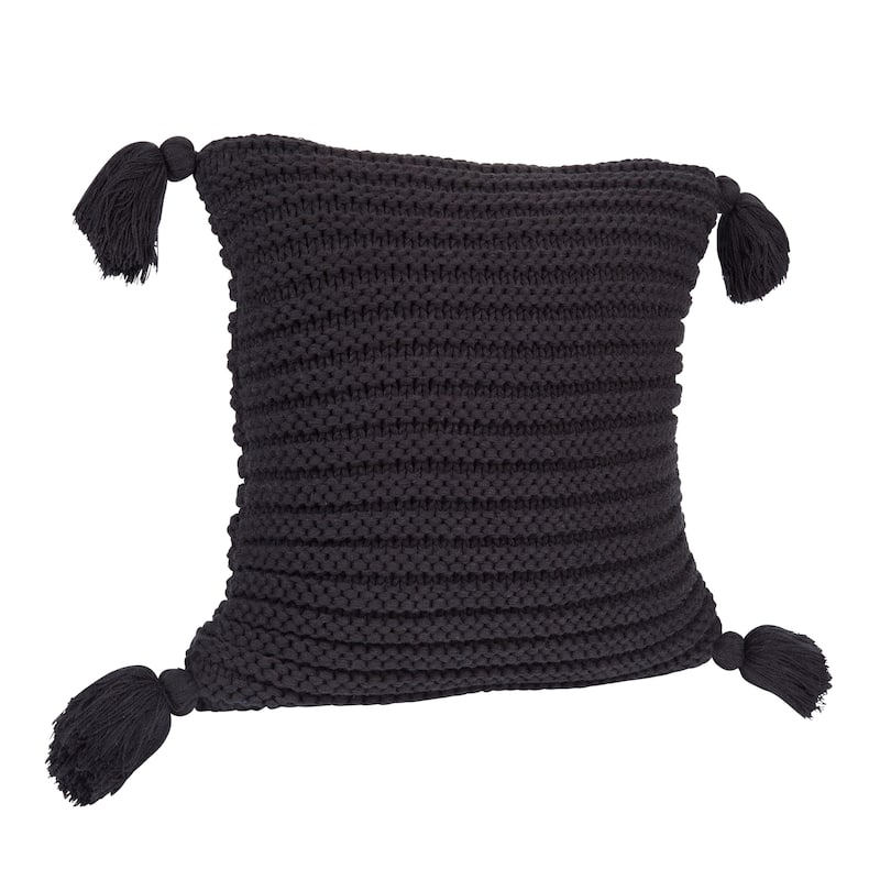 Kate and Laurel Tassey Large Knit Pillow Cover with Tassels
