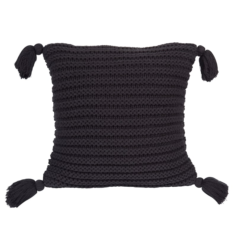 Kate and Laurel Tassey Large Knit Pillow Cover with Tassels