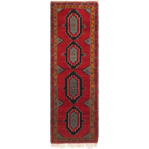 Hand Knotted Anatolian Semi Antique Wool Runner Rug - 4' x 12' 6