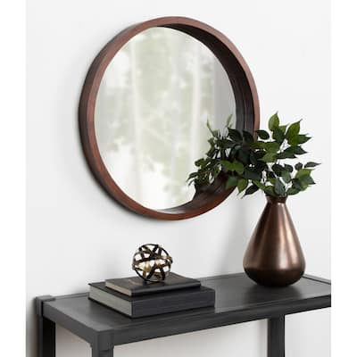 Kate and Laurel Hutton Round Wood Wall Mirror - 22" diameter