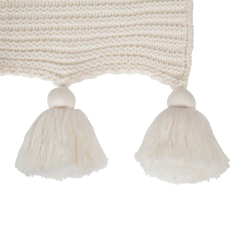 Kate and Laurel Tassey Knit Ribbed Blanket with Tassels