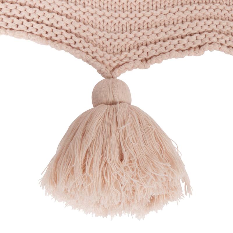 Kate and Laurel Tassey Knit Ribbed Blanket with Tassels