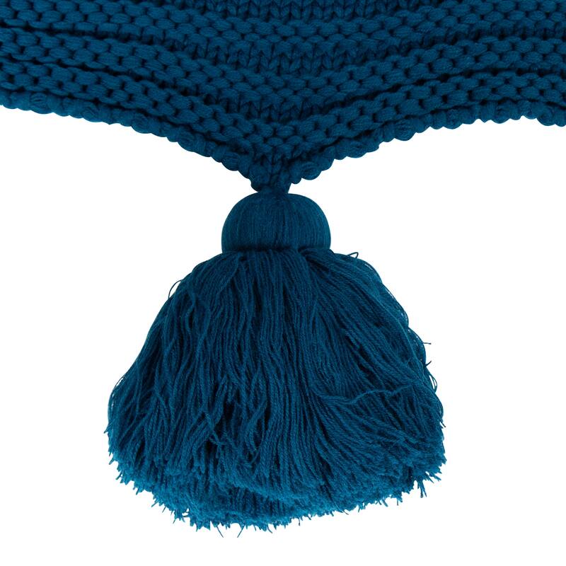Kate and Laurel Tassey Knit Ribbed Blanket with Tassels