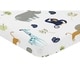 preview thumbnail 2 of 1, Sweet Jojo Designs Turquoise and Navy Blue Safari Animal Mod Jungle Collection Fitted Mini Portable Crib Sheet