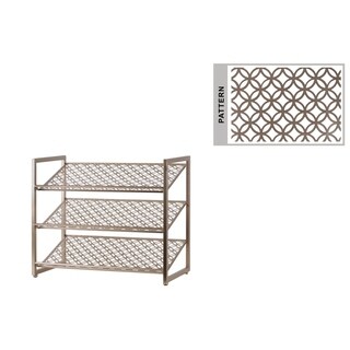 Shop Utc31062 Metal Rectangular Shoe Rack In Lattice Oblong Design Shelves Metallic Finish Gunmetal Champagne Overstock 23050346