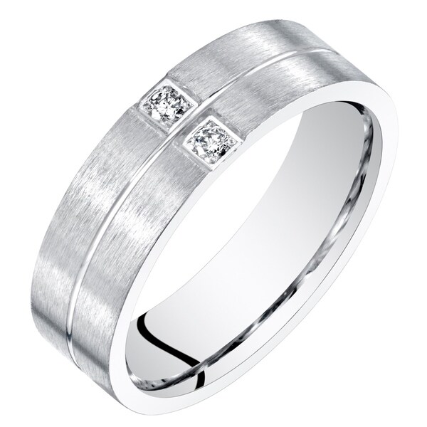 Mens Genuine Diamond Wedding Ring Band Sterling Silver