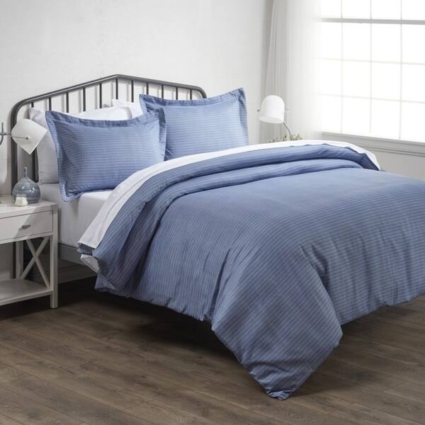 Shop Merit Linens Premium Ultra Soft Blue Diamond Pattern 3 Piece