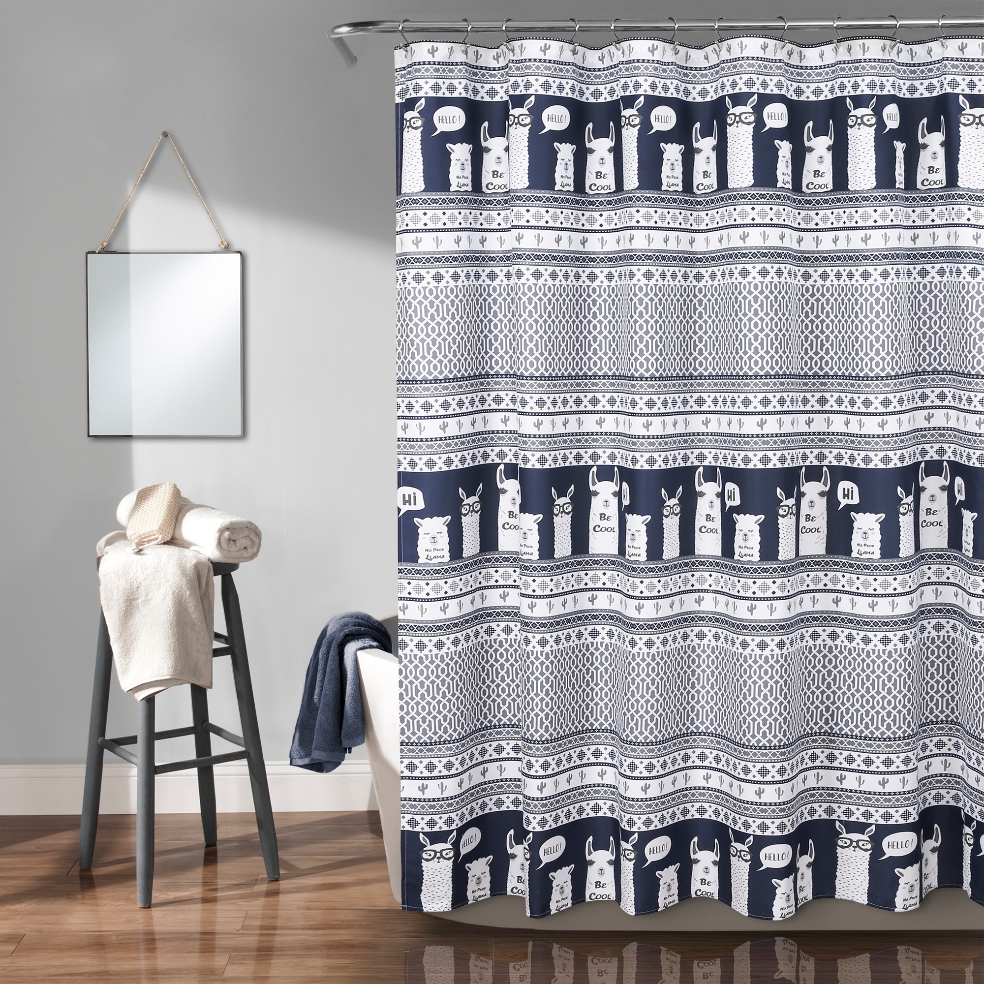 Shop Lush Decor Llama Stripe Shower Curtain On Sale Free