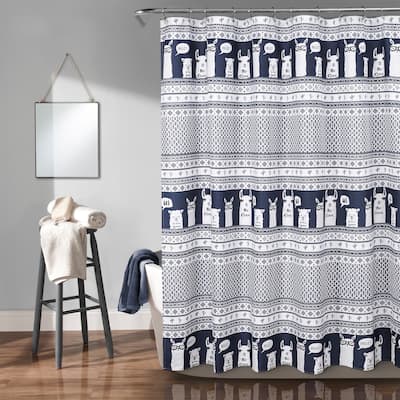 Lush Decor Llama Stripe Shower Curtain