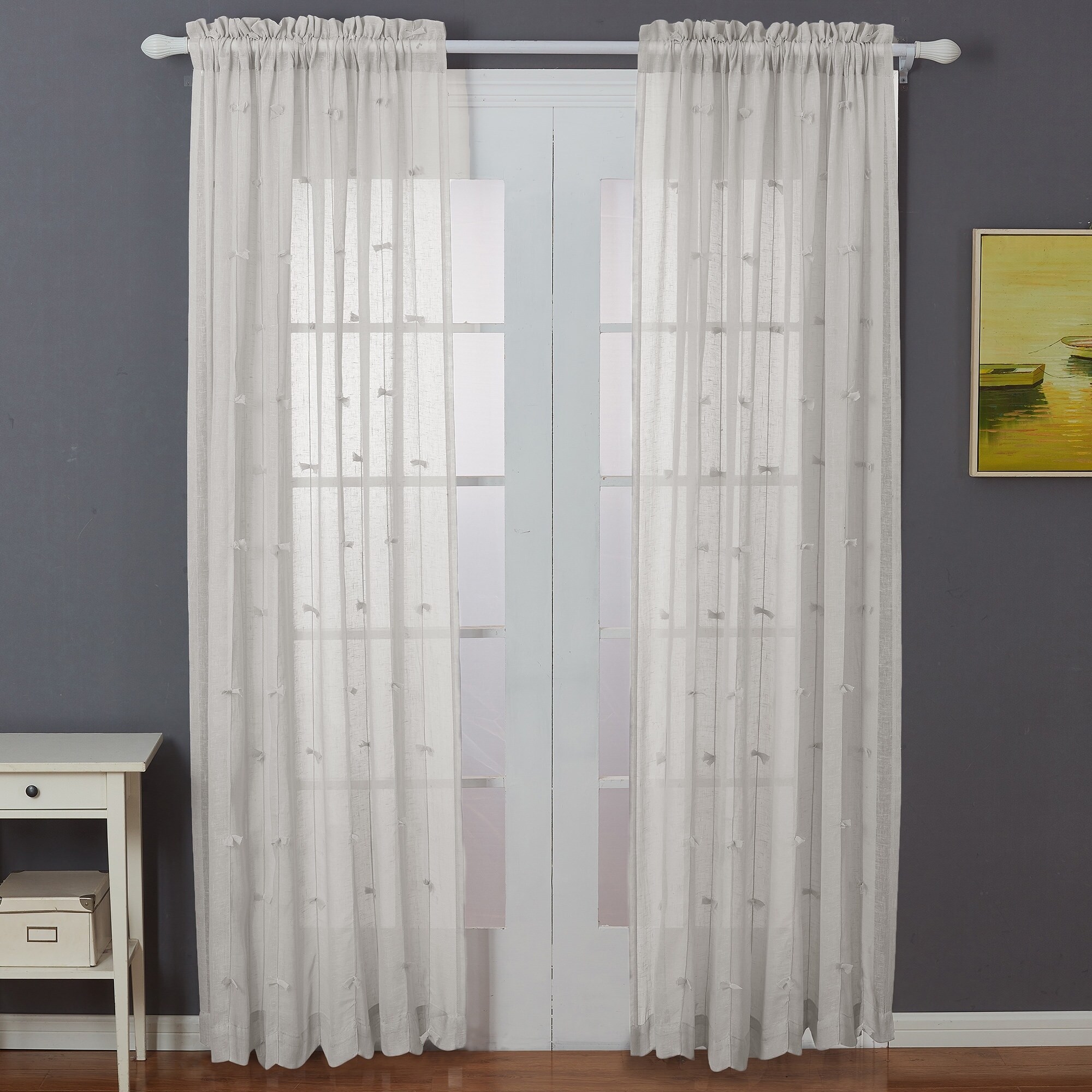 Shop Amrapur Overseas Sheer Textured Bow Curtain Panel Pair
