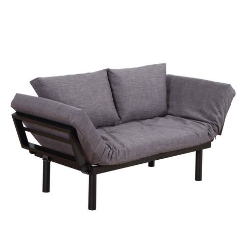 HomCom Single Person 5 Position Convertible Couch Chaise Lounger Sofa Bed - Dark Grey