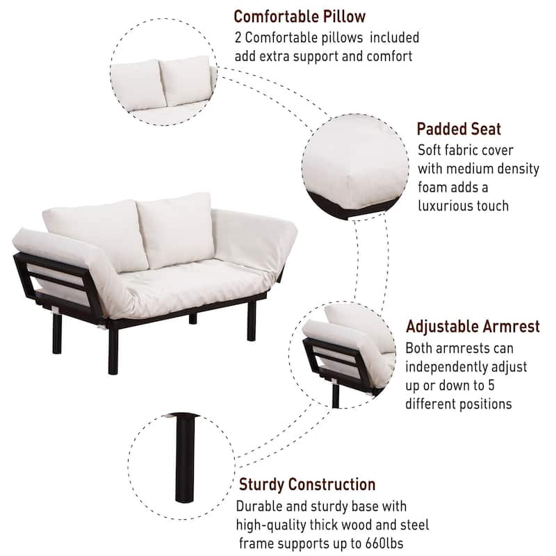 HomCom 1-person 5-position Convertible Sofa Bed