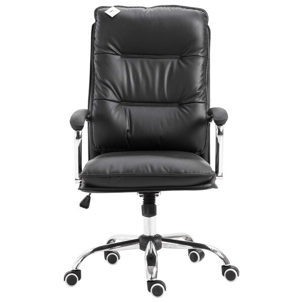 Shop High Back PU Leather Executive Home Office Chair With Lumbar Support Black Free