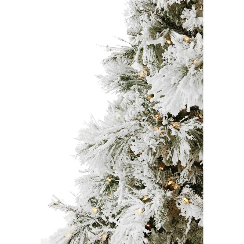 Christmas Time 6.5-Ft. Snowy Artificial Christmas Tree, Clear Lights - 6.5 Foot