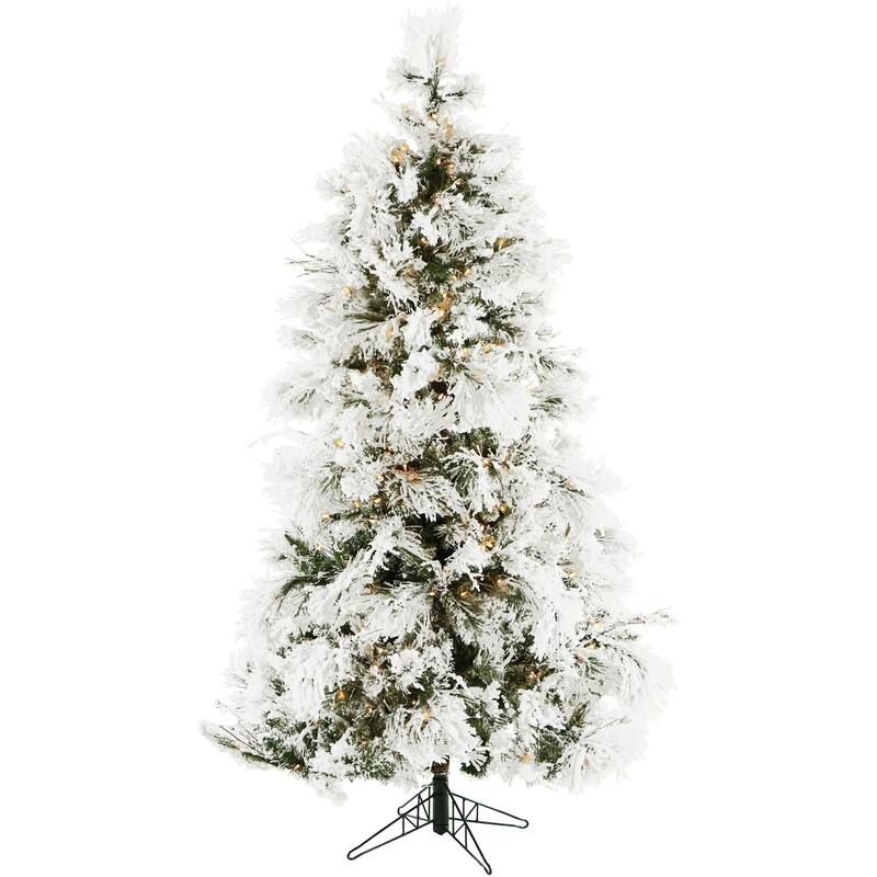 Christmas Time 6.5-Ft. Snowy Artificial Christmas Tree, Clear Lights - 6.5 Foot - 6.5 Foot