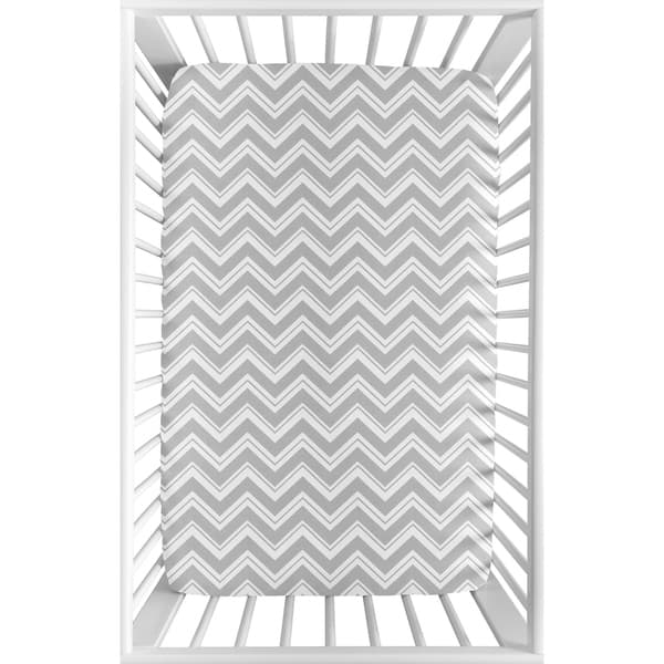 Shop Sweet Jojo Designs Grey And White Gray Chevron Zig Zag Collection Fitted Mini Portable Crib Sheet Overstock 23051194