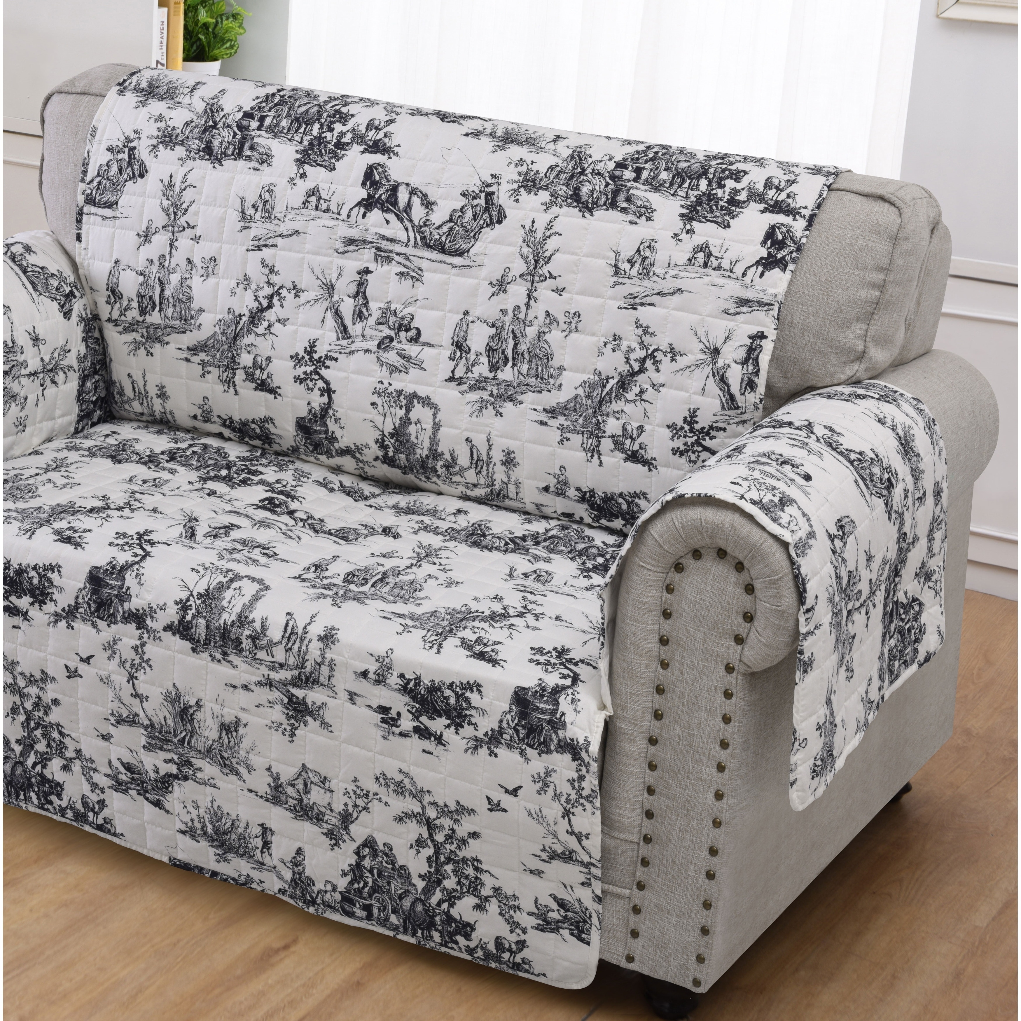 Shop Greenland Home Classic Toile Black Loveseat Protector On