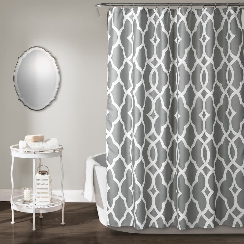 Lush Decor Connor Geo Shower Curtain - gray