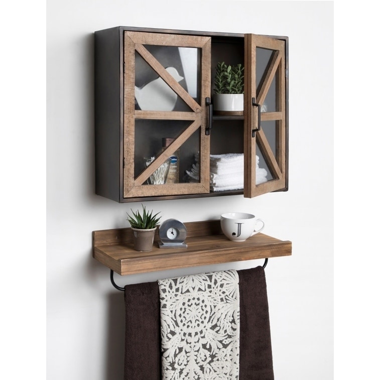 Shop Kate And Laurel Mace Wall Mounted Rustic Wood And Metal 2 Door Cabinet 24x8x20 Overstock 23051643