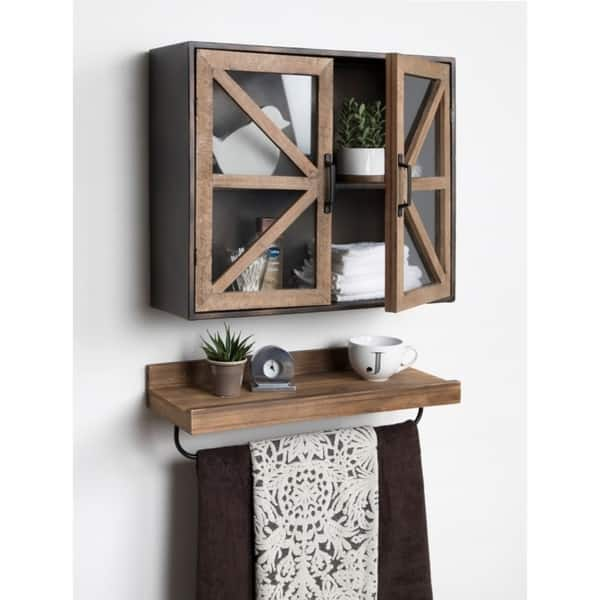 Shop Kate And Laurel Mace Wall Mounted Rustic Wood And Metal 2